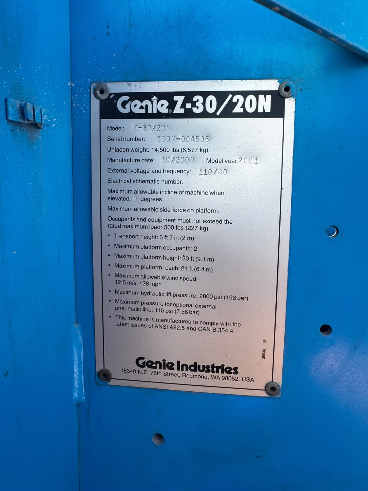 Plataforma articulada Genie Z-30/20N miniatura 4